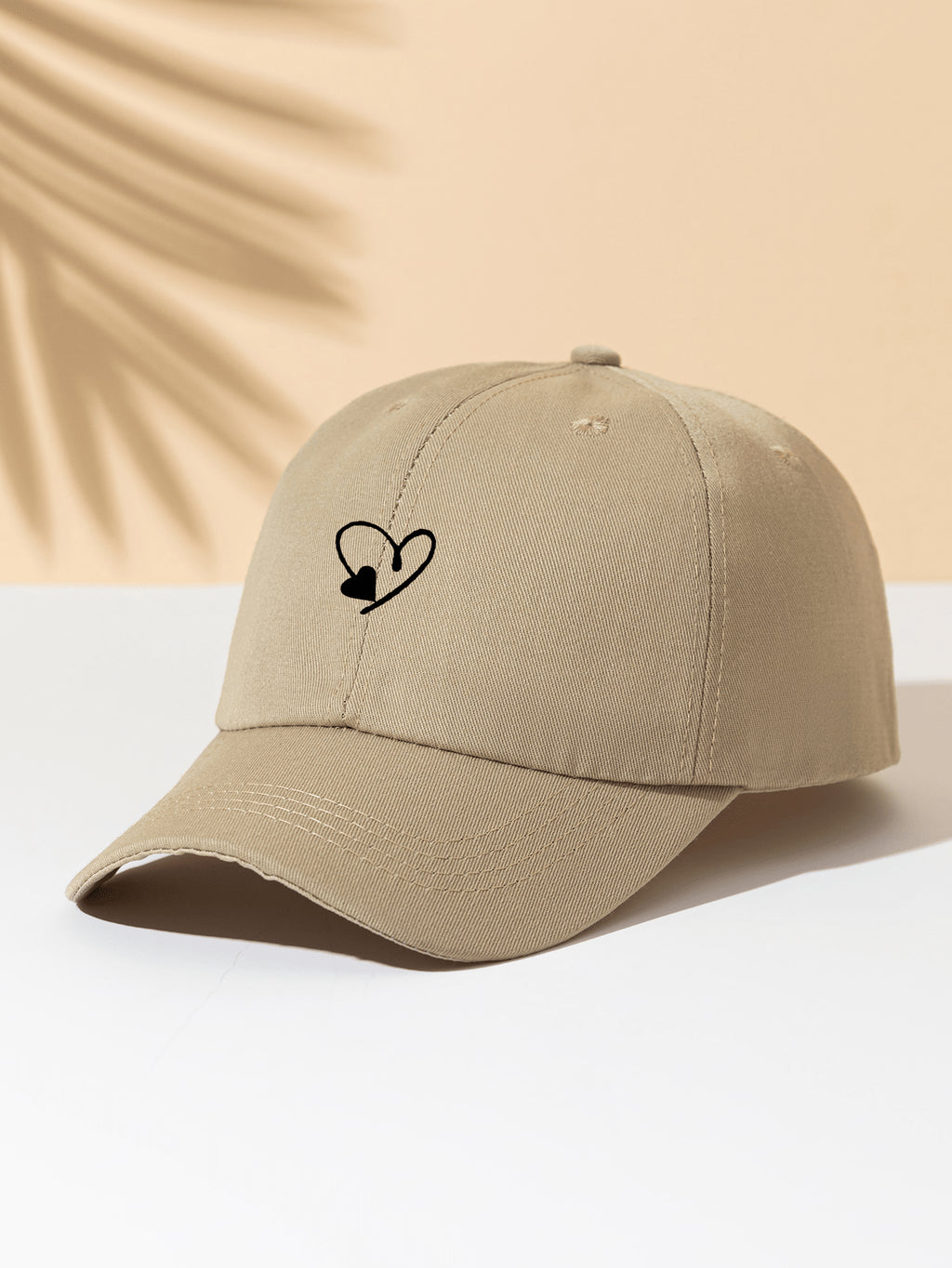 1 Stück khakifarbene Baseballkappe mit doppeltem Herz Stickerei, Unisex Sonnenhut Outdoor Essentiell Halloween