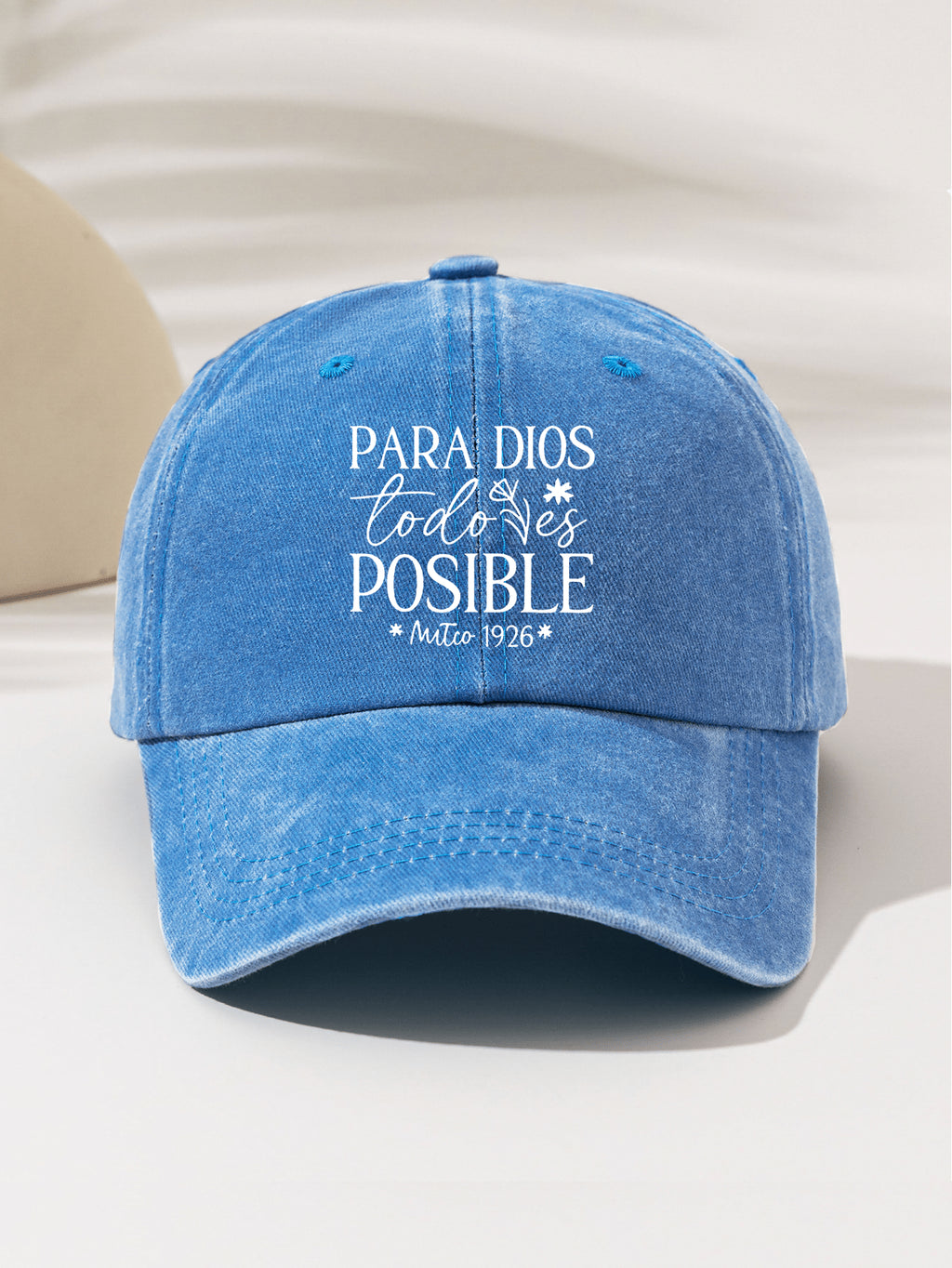 1 Stück modische, minimalistische, ausgewaschene Baseballkappe mit "PARA DIOS POSIBLE 1926" Aufdruck am Schirm, stilvolles Geschenk für Familie und Freunde, geeignet für Outdoor-Sport, leicht und tragbar, Ganzjahres-Accessoire