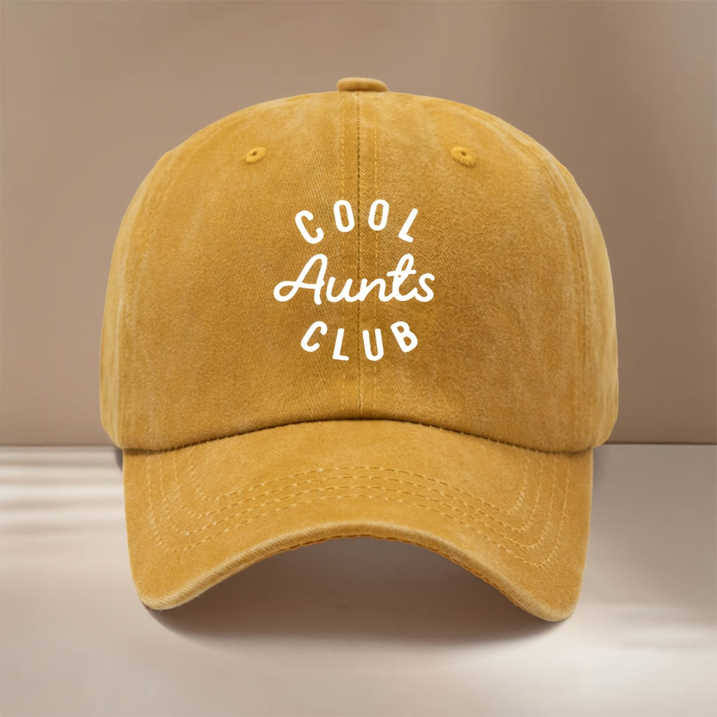 Aunts Cool Club Letter Pattern Baseball Cap Lightweight Fashion Hip-Hop Hat Unisex 6-Panel Cap for Friends' Gatherings, Camping, Comfortable Textured Style, Versatile Duckbill Cap Casual Trendy All-Season Adjustable Size Trucker Hat