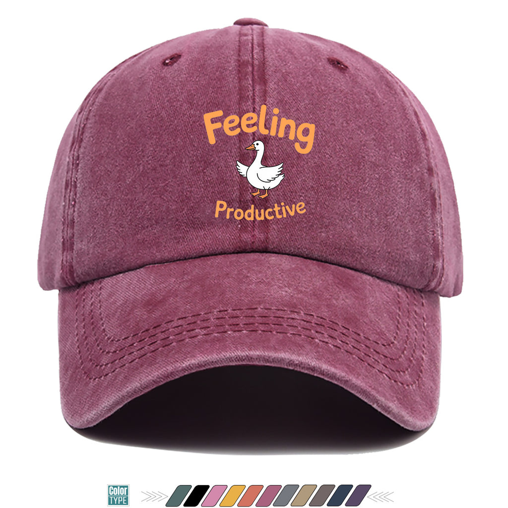 1pc Fun Duck "Feeling Productive" Printed Baseball Cap, Comfortable and Breathable Sun Hat, Stylish, Simple, and Beautiful, Unisex Adjustable Baseball Cap, Trucker Hat, Beach Vacation Hat, Suitable for Outdoor Fishing, Hunting, Vacations