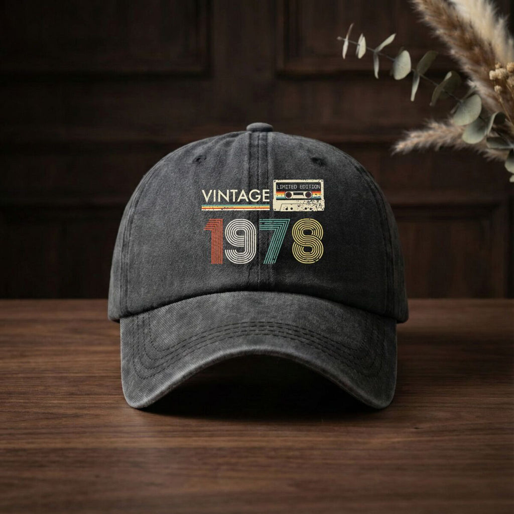 1978 Year Marked Fashion Vintage Washed Distressed Duckbill Cap Unisex Outdoor Baseball Cap Adjustable Washed Vintage Style Lightweight Breathable Golf Cap