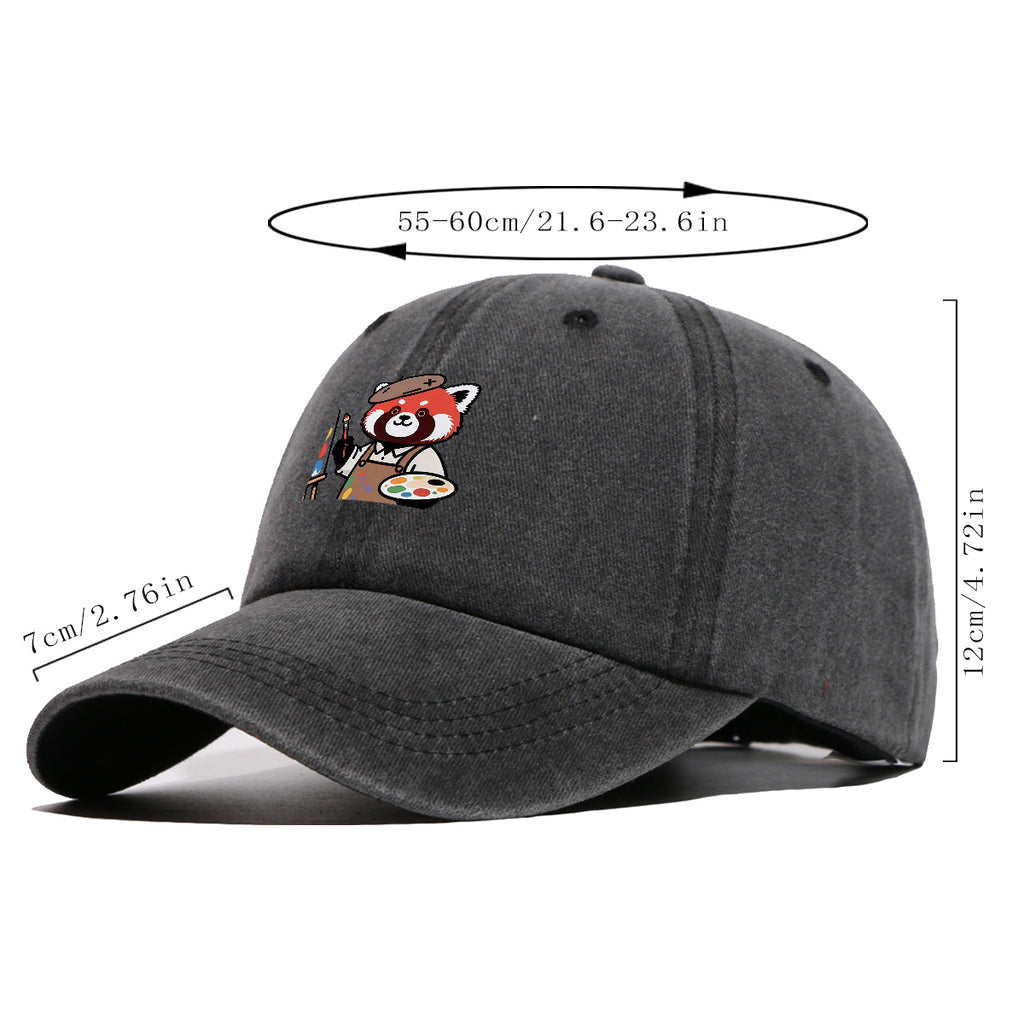 1pc Little Panda Painter Cap - Cute Panda & Brush Print Baseball Hat, Adjustable Duckbill Suitable for Outdoor Sketching, Museum Visits, Travel - Unisex for Men & Women, Creative Gift for Artists,, Birthday Present
