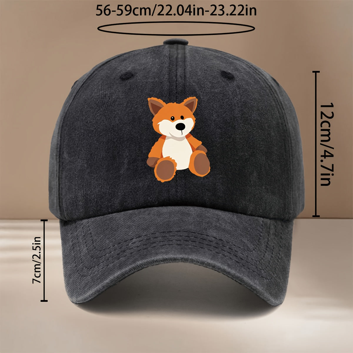 This Is a Lightweight And Fashionable Adjustable Size Baseball Cap with Cute Fox Pattern, Unisex Casual Easy Curved Brim Hat for Outdoor Sports, Dining, Camping, Comfortable Trendy Hip-Hop Cap, Sports Event Support Style, Versatile Six-Panel Hat