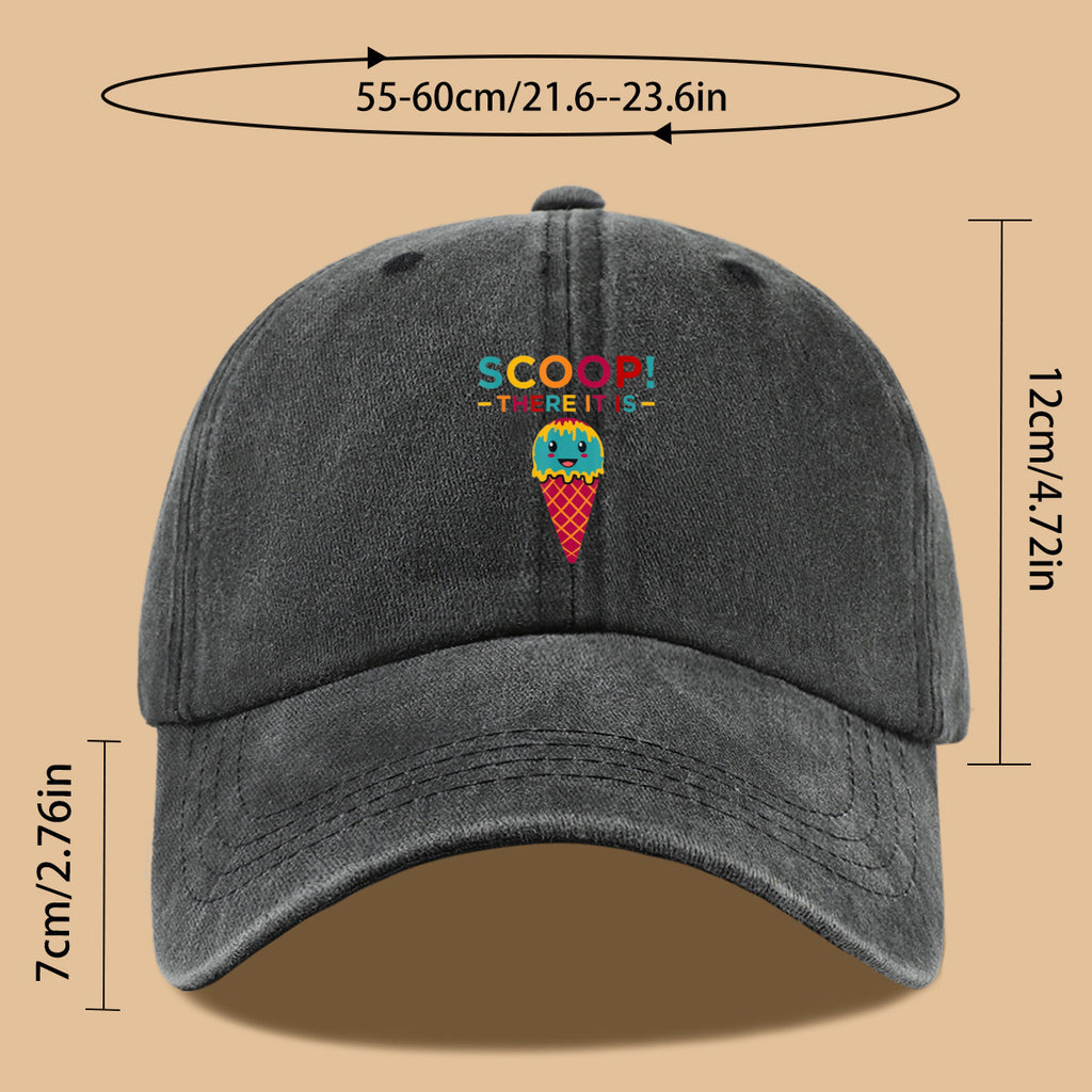1pc 1pcs Fun Ice Cream Print Baseball Cap with Scoop! There It Is! - Adjustable Unisex Breathable Sun Hat Suitable for &, Summer Outdoor Parties, Picnic, Travel, Casual Wear - Cute, Amusement Parks