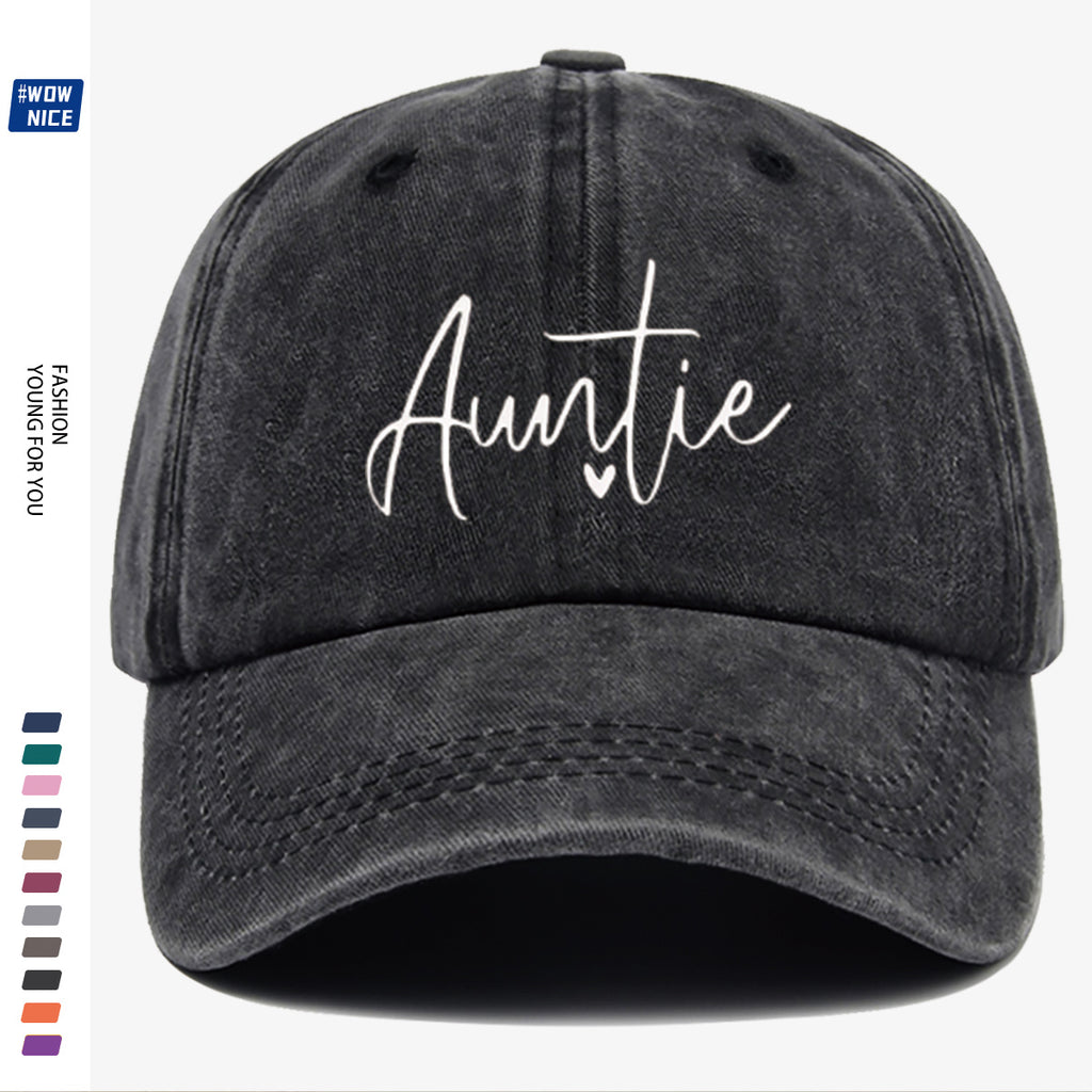 1pc "Auntie" Handwritten Heart Print Baseball Cap, Comfortable And Breathable, Fashionable And Easy, Unisex, Adjustable Size, Casual Street Style, Suitable for Daily Outings, Shopping, Dates, Coffee Meetups, Travel, Girlfriend Gatherings