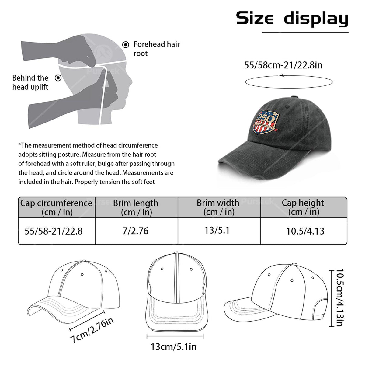 250 Years Usas Flag American 250Th Anniversary Patriotics Baseball Hat Unisex