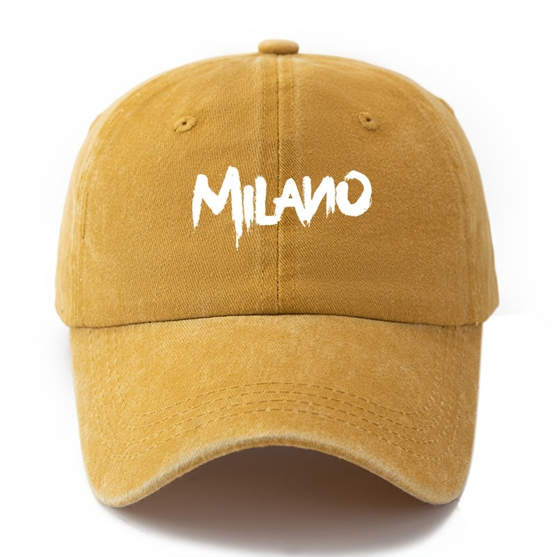 MILANO Retro Washed Baseball Cap - Unisex Trucker Hat Suitable for Outdoor, Casual Wear, Driving, Vacations - Classic Washed Look, Printed Design, Ideal for Truck Drivers & Lifestyles