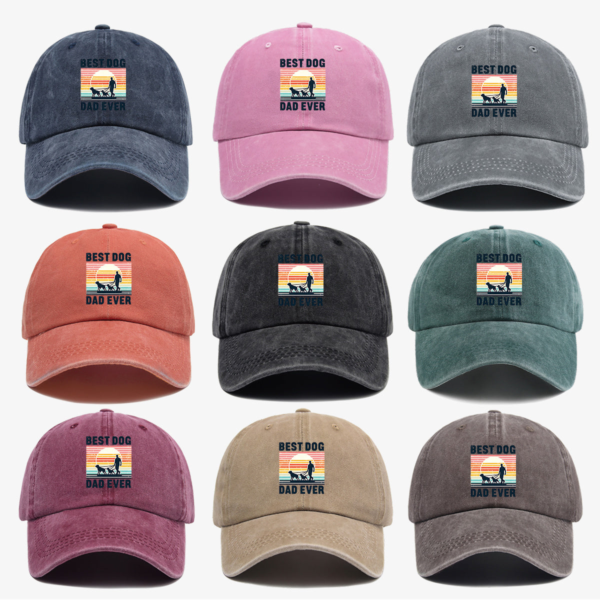1pc "Best Dog Dad Ever" Vintage Trucker Hat - Adjustable Unisex Baseball Cap Suitable for Outdoor, Dog Walking, Picnics & Sports, Breathable Dad Hat Gift for Fathers Day, Birthdays, for Dog Lovers with Sunset Print (for Men & Women)