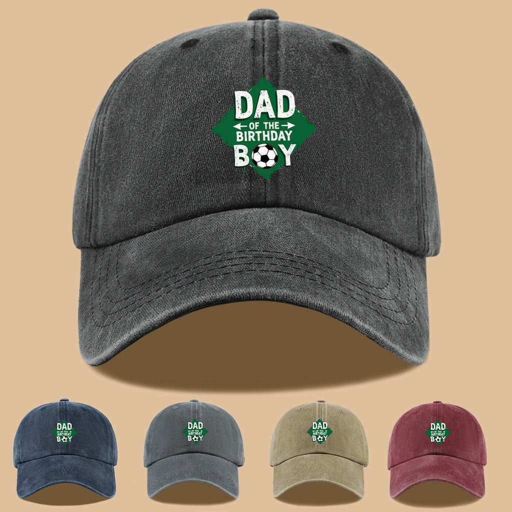 1pc Soccer Theme "DAD OF THE BIRTHDAY BOY" Print Baseball Cap Comfortable Breathable Sun Hat Fashionable Beautiful Men'S Casual Baseball Cap Adjustable Size Dad Activity Hat Outdoor Sun Visor Hat Suitable for Birthday Parties, Friend Gatherings