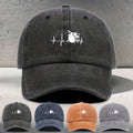 Men's & Women's Baseball Cap with Music-Themed Drum Print & Heartbeat Line - Adjustable Snapback Curved Brim Hat Suitable for Music Festivals, Outdoor Sports, Daily Wear - Washed Unisex Drummer Cap for Concerts and Casual Outfits