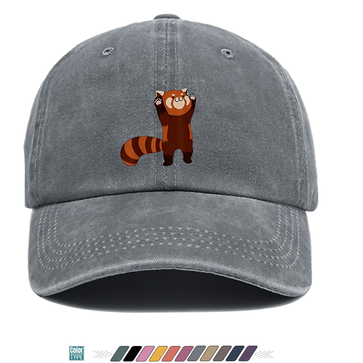 1pc Cartoon Red Panda Printed Baseball Cap, Cute Animal Pattern Sun Hat, Adorable Age-Reducing Fashion Hat, Unisex Adjustable Duckbill Cap, Couple Outing Hat, Casual Leisure Hat, Outdoor Play Sun Hat, Picnic Photography Hat, Bestie Matching Hat