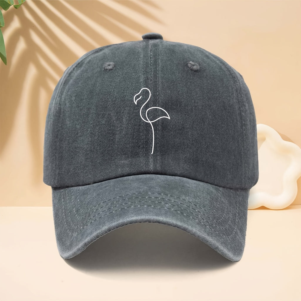 Baseball Cap with Line Flamingo Pattern, American Retro Minimalist Literary Street Style Adjustable Unisex Casual Hat, All-Season Bending Brim Hat for Walking, Parties, Shopping, Dates, And Parties, Hip-Hop Hat with Soft Top Design