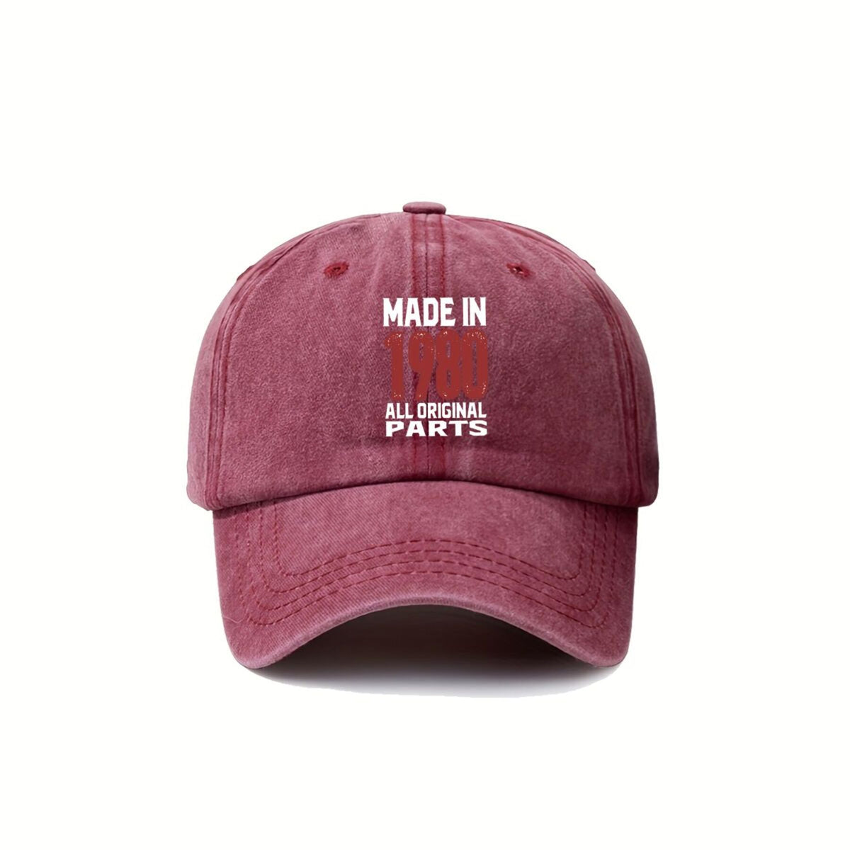 1980 "All Original Parts" Distressed Retro Text Vintage Washed Duckbill Cap Unisex Outdoor Baseball Cap Adjustable Washed Vintage Style Lightweight Breathable Golf Cap