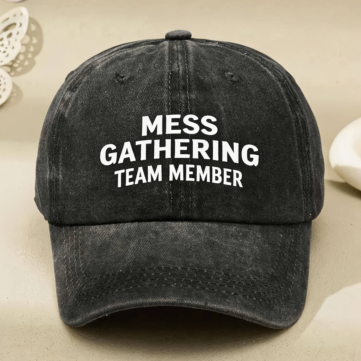 Mess Gathering Team Member Vintage Black Baseball for Men Women Casual Street Style Anniversary Gift