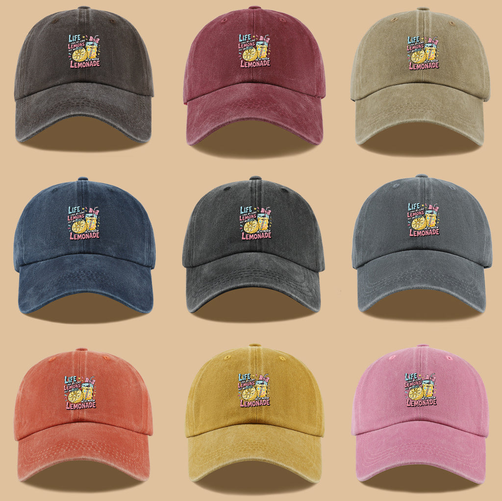 1pc "Life Gave Me Some Lemons but My Jesus He Be Makin' Lemonade" English Phrase Printed Baseball Cap, Fun Lemon and Lemonade Cup Illustration Sun Hat, Stylish, , and Aesthetically Pleasing, Unisex Adjustable Baseball Cap, Casual Street Hat