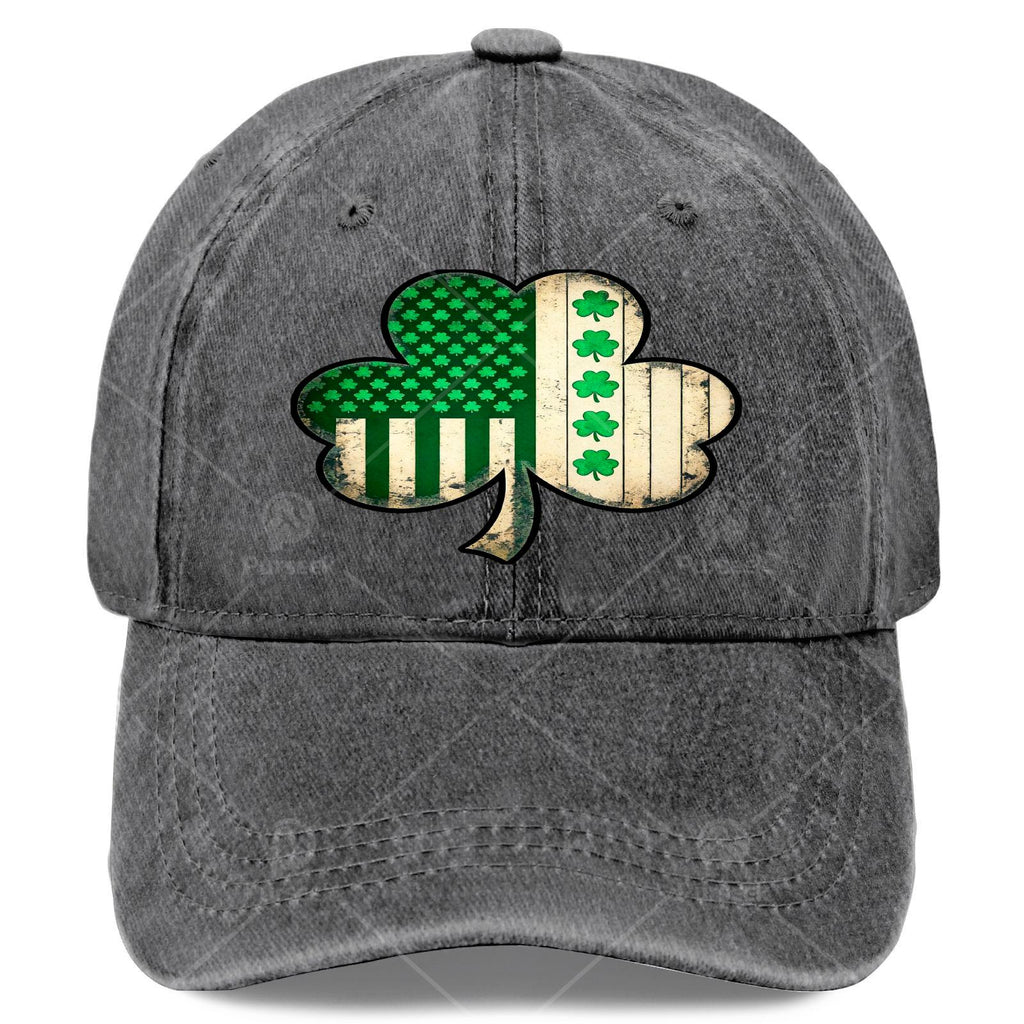US American Flag with Shamrocks for St Patricks Day Baseball Hat Unisex