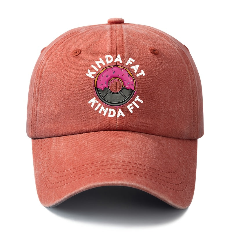A Unisex Fashionable and Versatile Printed Donut Barbell Baseball Cap, Featuring a Classic Vintage Washed Outdoor Lightweight Curved Brim. This Trucker Baseball Cap Is Suitable for Casual Occasions Such as Outdoor Vacations, Travel, and Camping