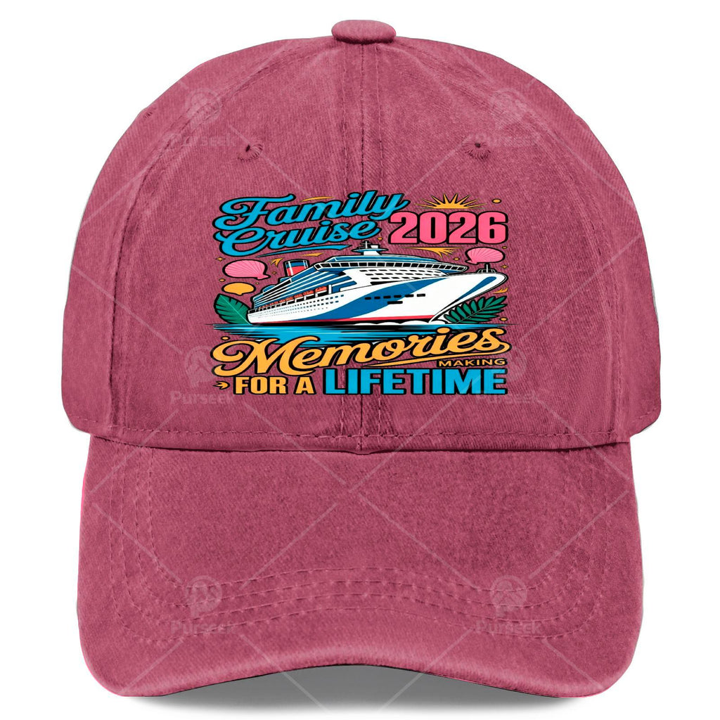 Unisex Funny Washed Baseball for Family Cruise Vacation Memories 2026