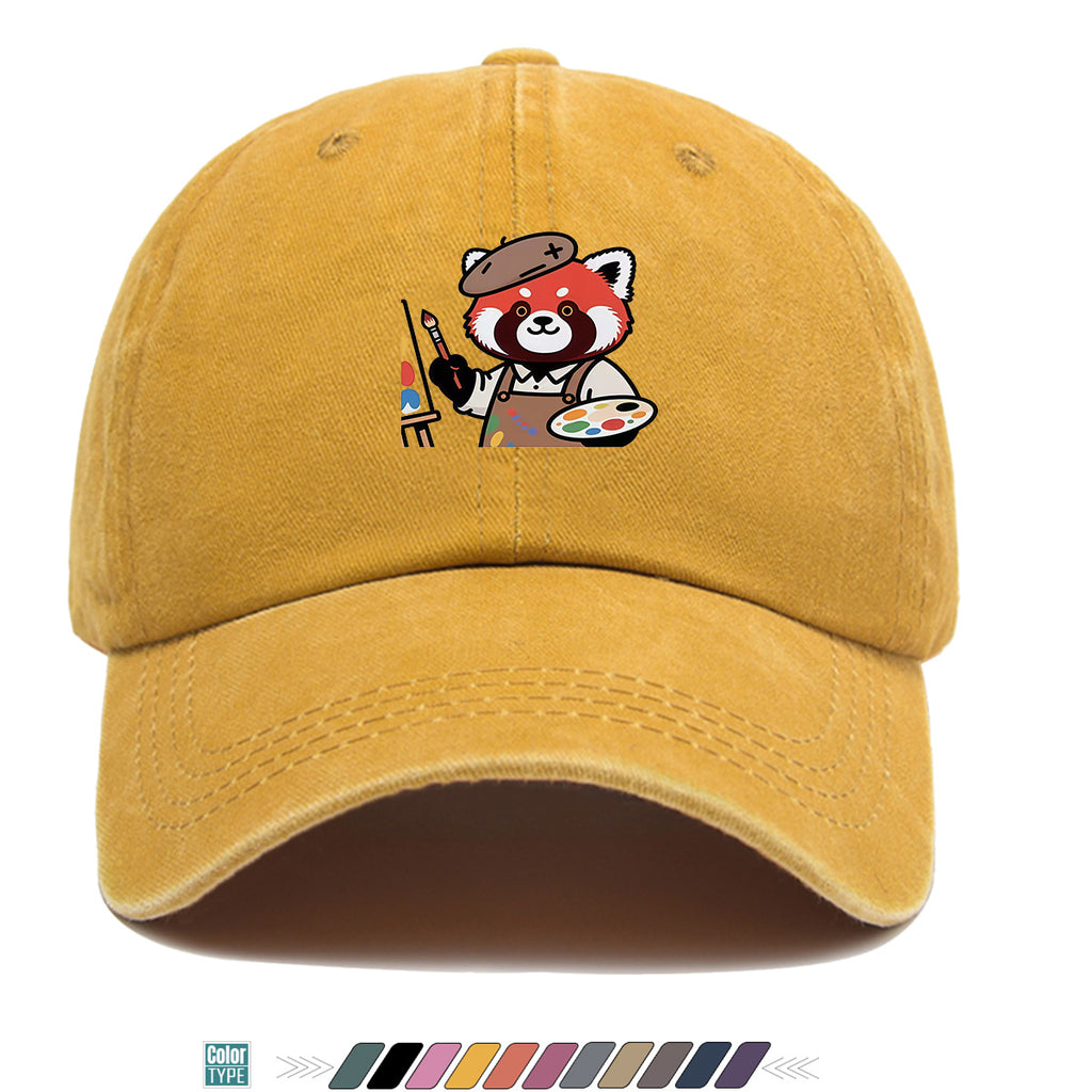 1pc Little Panda Painter Cap - Cute Panda & Brush Print Baseball Hat, Adjustable Duckbill Suitable for Outdoor Sketching, Museum Visits, Travel - Unisex for Men & Women, Creative Gift for Artists,, Birthday Present