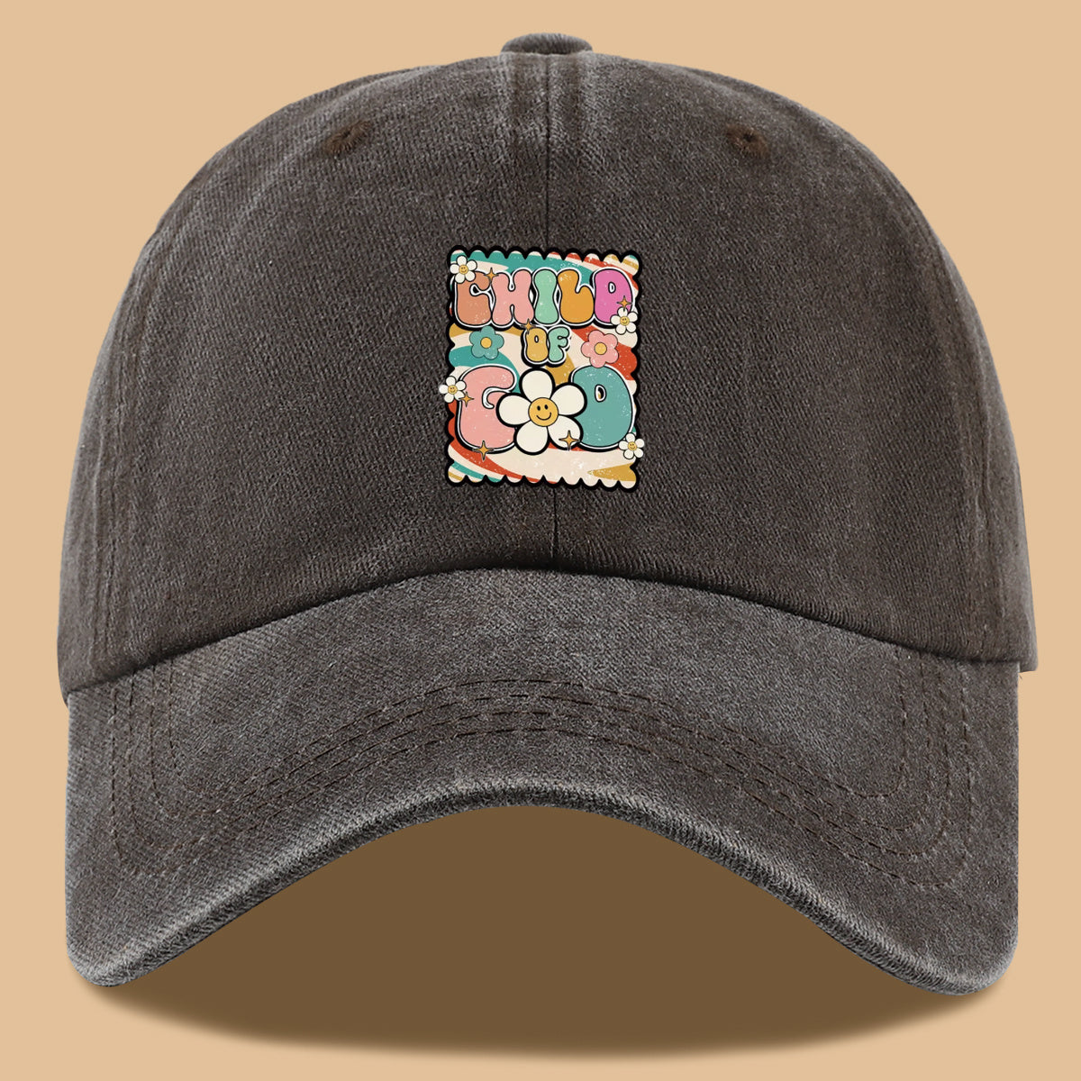1pc "CHILD OF GOD" Vintage Fun Floral Print Baseball Cap, Comfortable and Breathable Sun Hat, Stylish, Colorful, and Beautiful, Unisex Adjustable Baseball Cap, Casual Street Fashion Hat, Outdoor Sun Hat for Sunbathing, Suitable for Daily Outings