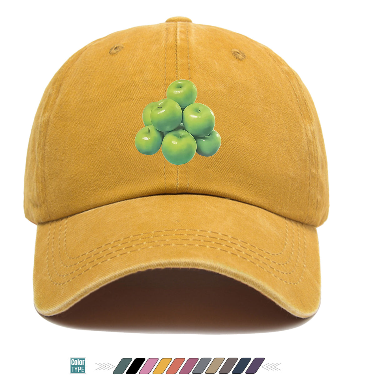 1pc Green Apple Print Baseball Cap for Men & Women - Adjustable Unisex Hat with Stacked Apple, Suitable for Outdoor, Travel, Parties, Casual Wear - Fresh, Holidays, Anniversaries - Apple-Themed Cap