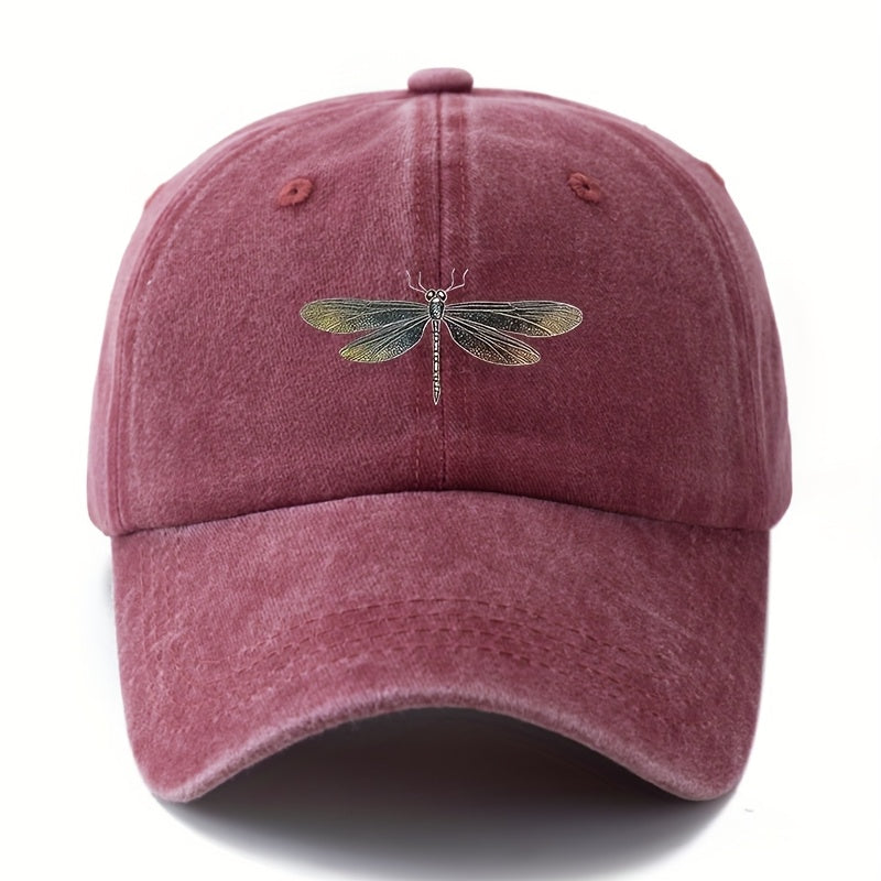 Unisex Fashion Printed Dragonfly Pattern Baseball Cap, Trendy Style Outdoor Sunshade Curved Brim Hat, Adjustable Size Outdoor Holiday Travel Camping Casual Duckbill Cap, Best Choice Gift Baseball Cap