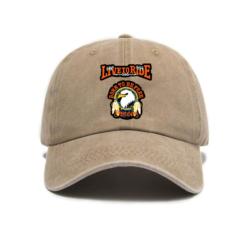 Fashionable and Versatile, This Printed Washed Distressed Soft-top Sun- Baseball Cap Is Designed for Cycling and Is Unisex