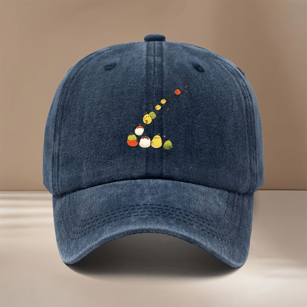 This Is a Baseball Cap with a Pattern of Chubby Little Birds, Personalized, Fashionable, Adjustable in Size, Hip-Hop Hat, Unisex, Comfortable And Lightweight Duckbill Cap, Suitable for Outdoor Sports, Dinners, Camping