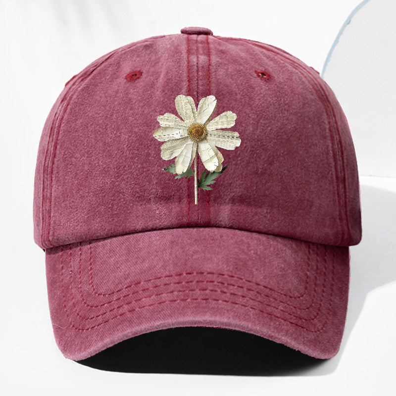 Unisex Floral Print Washed Vintage Baseball Cap Fashion Men Women Sun Hat Adjustable Size Trucker Cap Suitable for All Seasons Daily Wear
