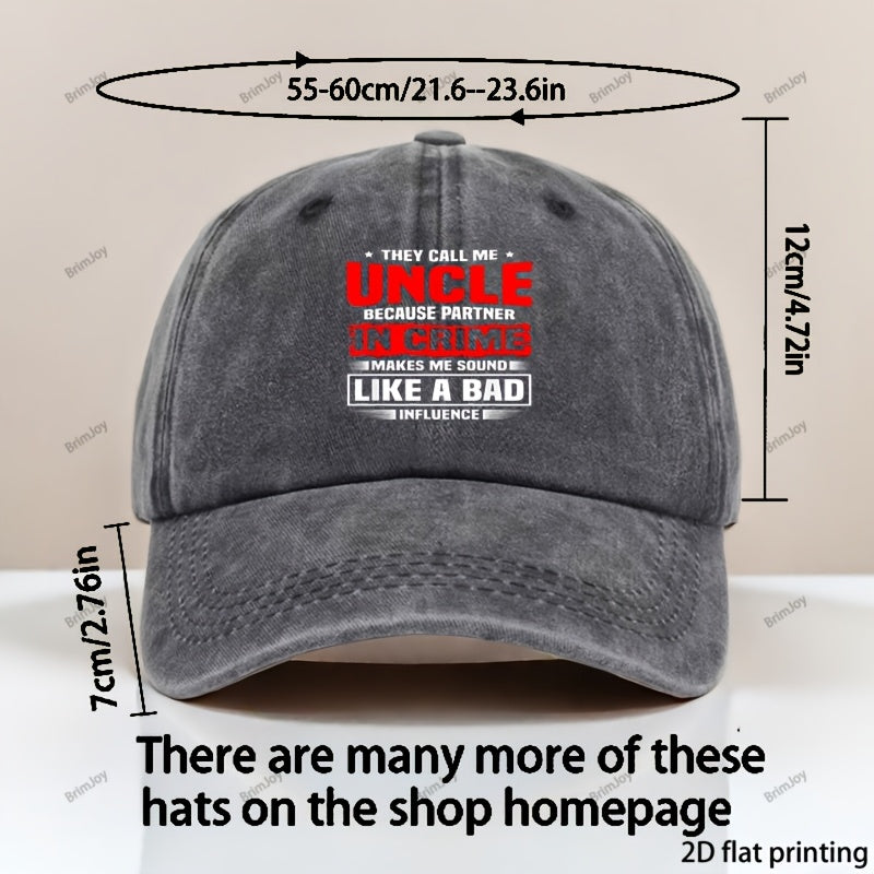 1 Vintage Baseball Cap | Adjustable, Unisex, Ideal for Outdoor Activities, \"Favorite Uncle\" Letter Print Pattern, Best Choice for Gift, Polyester, Mixed Color, Woven, Hand Wash