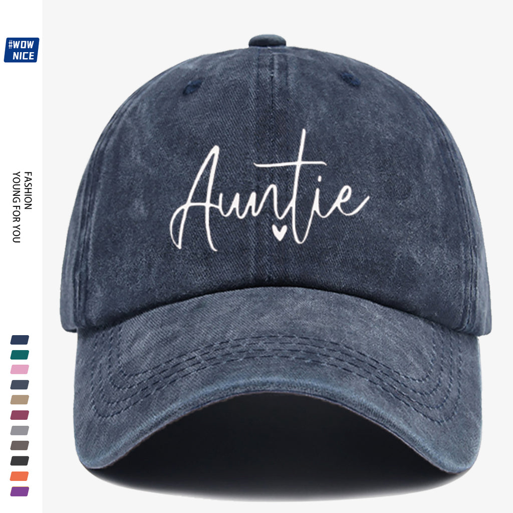 1pc "Auntie" Handwritten Heart Print Baseball Cap, Comfortable And Breathable, Fashionable And Easy, Unisex, Adjustable Size, Casual Street Style, Suitable for Daily Outings, Shopping, Dates, Coffee Meetups, Travel, Girlfriend Gatherings