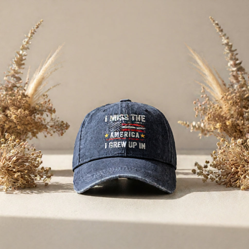 Spring, Summer, And Autumn Gifts, Prints on at Special Prices, Unisex Black Baseball Caps. I Miss The America I Grew Up in with Hats