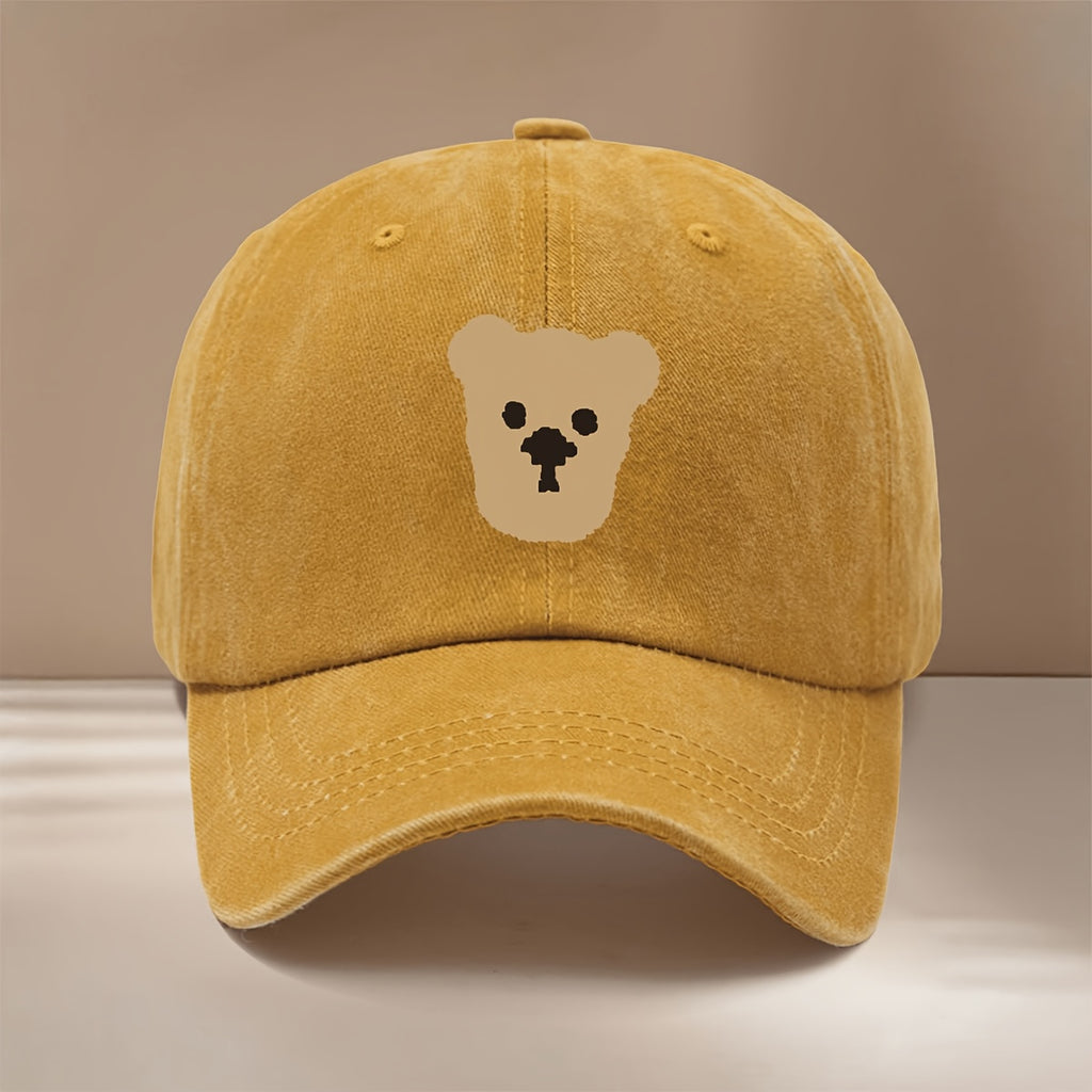 This Is a Baseball Cap with a Pixelated Bear Print, Featuring a Comfortable, Simple, and Adjustable Design. It's a Unisex Casual Hat with a , Lightweight Duckbill Brim. Suitable for Outdoor Sports, Dinners, Camping, and Trendy Fashion
