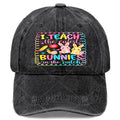 Retro Baseball with Bunny Teacher - Lightweight Full-Body Print Round Suitable for Easter, Christmas, 4th & Events, Hand Washable for Tournaments, Casual Wear - I Teach The Cutest Bunnies in The Patch
