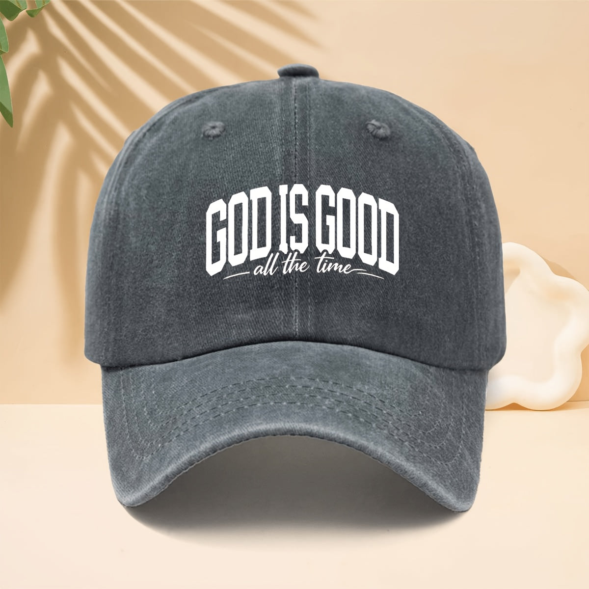 Baseball Cap with 'GOD IS GOOD ALL THE TIME' Pattern, American Street Faith Design Style Curved Brim Cap for Walking, Parties, Dates, Shopping, Vacation, Travel, Dad Hat, All-Season, Adjustable Size, Unisex Casual Hat