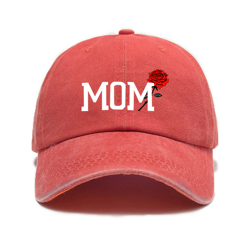 1 Top Water Washed Old Printed Baseball Cap Adult Casual Versatile Retro Old Style MOM Printed Water Washed Soft Top Baseball Cap Unisex Sun Hat