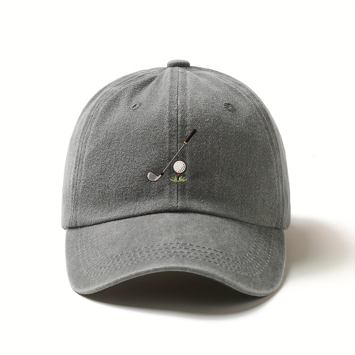 Men'S Adjustable Baseball Cap Featuring Golf Club Embroidery - Made from Lightweight Elastic Material, Designed for Casual Sports, Easy to Hand Wash, Perfect for Golf Enthusiasts And Casual Outfits