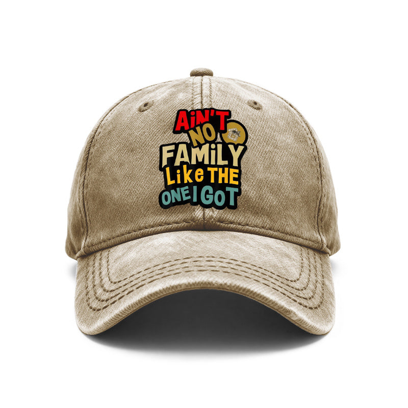1pc Vintage Washed Unisex Baseball Caps, Ain'T No Family Like The One I Got, Bold Typography Design Print, Adjustable, Suitable for Outdoor Activities And Casual Wear, Gifts for Men And Women, Friends