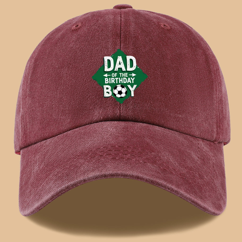 1pc Soccer Theme "DAD OF THE BIRTHDAY BOY" Print Baseball Cap Comfortable Breathable Sun Hat Fashionable Beautiful Men'S Casual Baseball Cap Adjustable Size Dad Activity Hat Outdoor Sun Visor Hat Suitable for Birthday Parties, Friend Gatherings