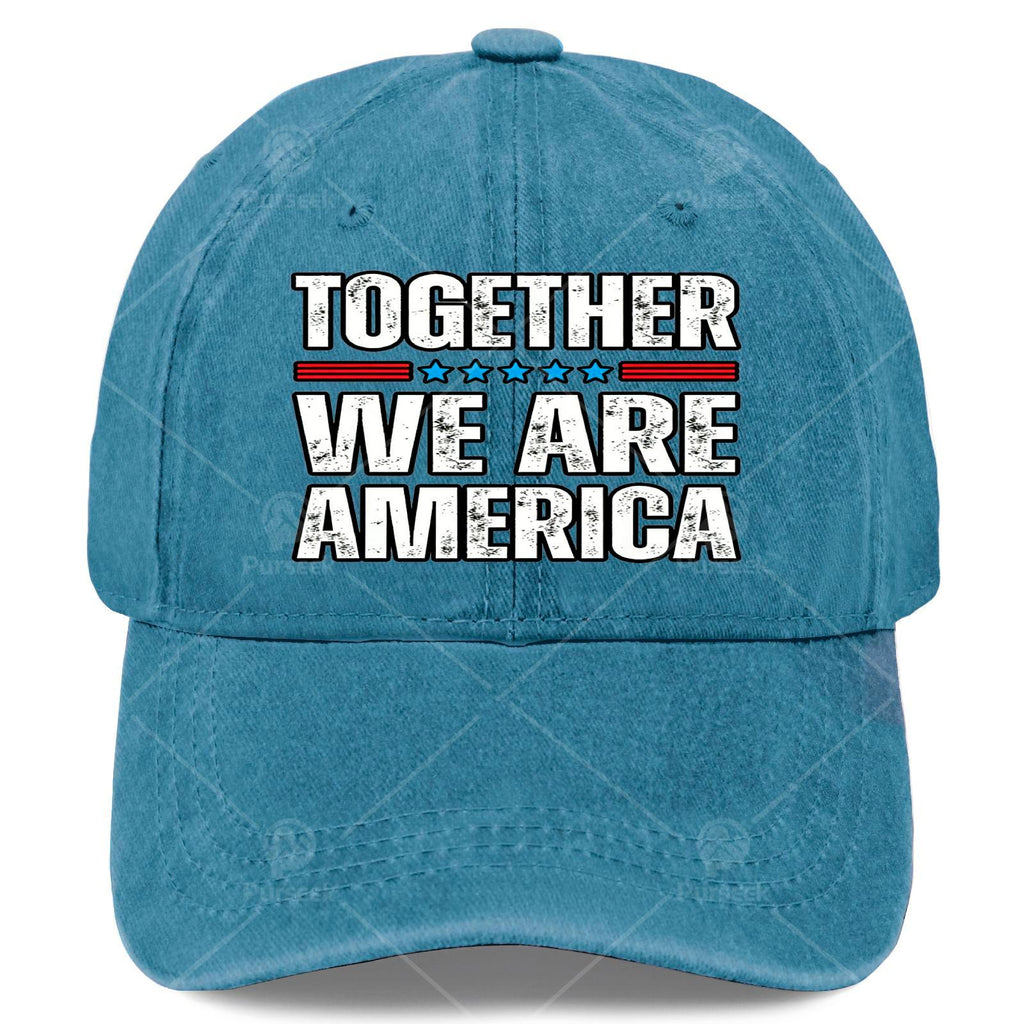 Together We Are America US Flag Vintage Baseball Hat Unisex Funny Washed