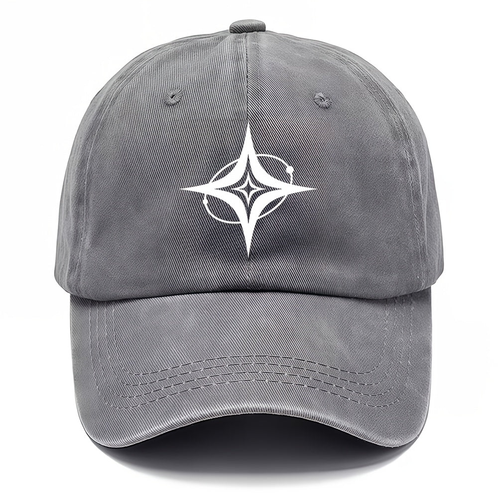 Abstract Four-Pointed Star Concentric Track Pattern, Vintage Washed Outdoor Sports Hip-Hop Baseball Cap, Lightweight And Breathable, Unisex
