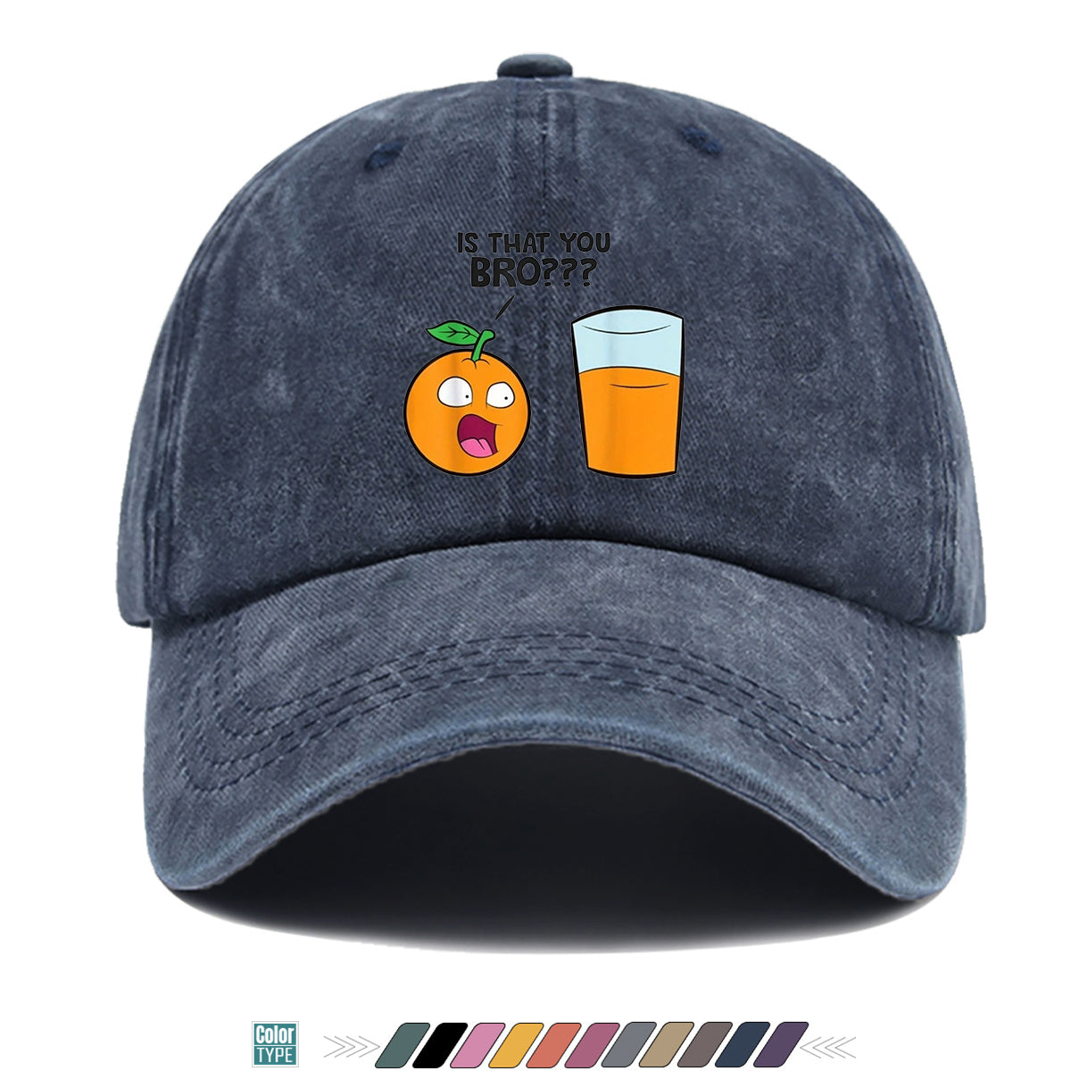 1pc Fun Surprised Orange Face & Juice Cup Print Baseball Cap - Adjustable Duckbill Sun Hat Suitable for Men & Women, Breathable Outdoor Cap for Parties, Travel, Gifts, Casual Wear with Surprised Face, Comfortable for Daily Use
