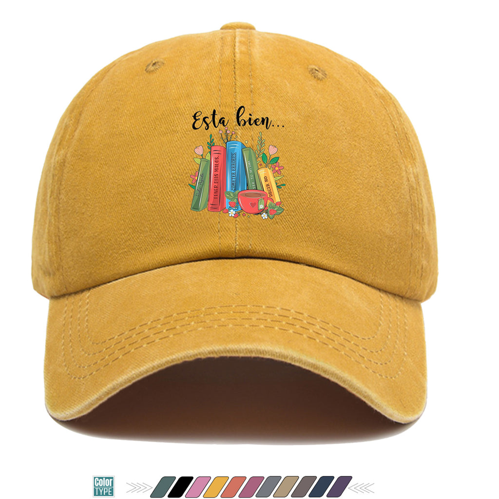 1pc Colorful Books And Teacup Illustration Printed Baseball Cap, Comfortable Breathable Sun Hat, Fashionable Aesthetic Unisex Hat, Adjustable Size, Casual Streetwear, Literary Youth Reading Cap, Suitable for Bookstore Check-In, Cafe Gatherings