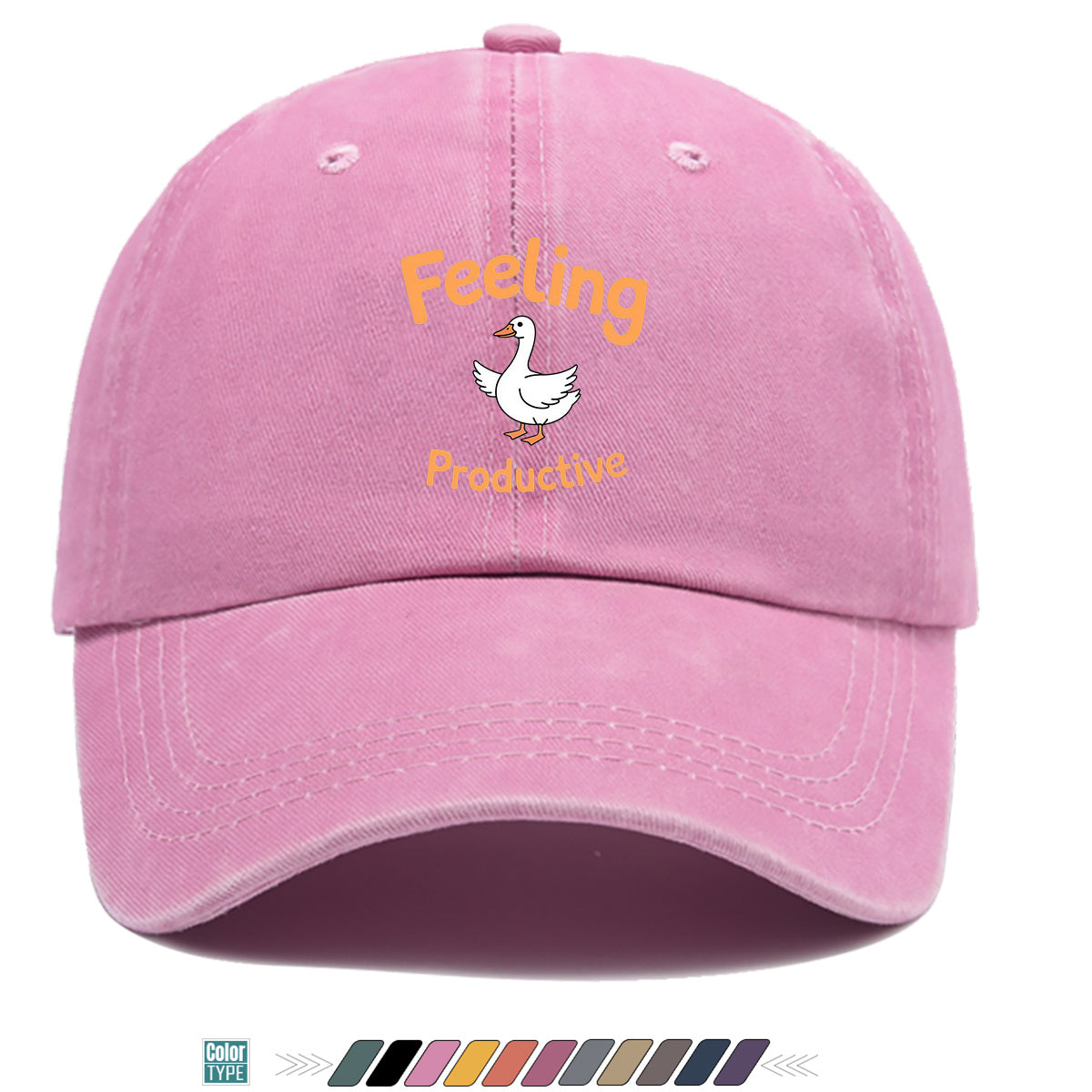 1pc Fun Duck "Feeling Productive" Printed Baseball Cap, Comfortable and Breathable Sun Hat, Stylish, Simple, and Beautiful, Unisex Adjustable Baseball Cap, Trucker Hat, Beach Vacation Hat, Suitable for Outdoor Fishing, Hunting, Vacations