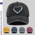 1 Shell and Ice Heart Print Washed Vintage Trucker Dad Hat- Adjustable Snapback Baseball Cap, Suitable for Sports, Outdoor Activities, Travel, and Everyday Casual Wear, Unisex, Lightweight Shell Texture Hat with Shell and Ice Heart Pattern, Durable