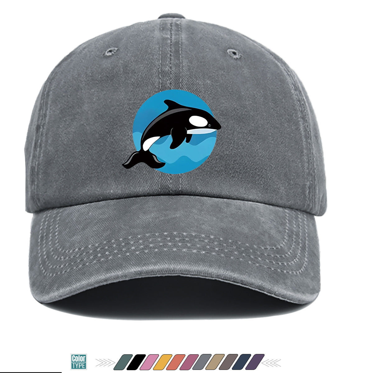 1pc Orca Leaping Over Waves Themed Printed Baseball Cap, Comfortable and Breathable Sun Hat, Stylish, , and Beautiful, Unisex Adjustable Baseball Cap, Casual Street Fashion Hat, Beach Vacation Sun Hat, Suitable for Outdoor Outings, Beach Parties