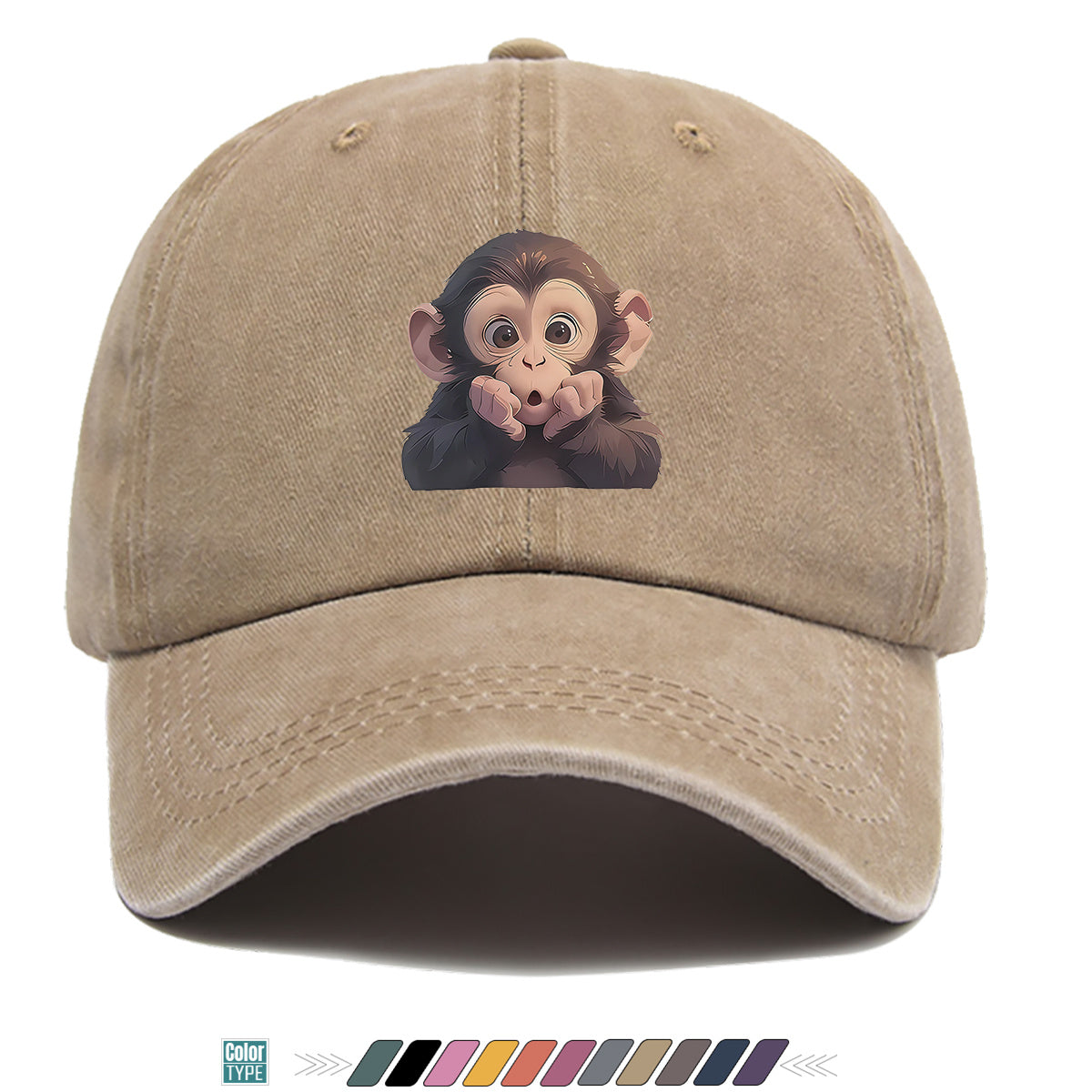 1pc Chimpanzee Print Baseball Cap Suitable for Men & Women, Adjustable Unisex Hat with Chimpanzee Face, Breathable for Streetwear, Hip-Hop, Music Festivals, Skateboarding - Trendy, Daily Commute & Outfits