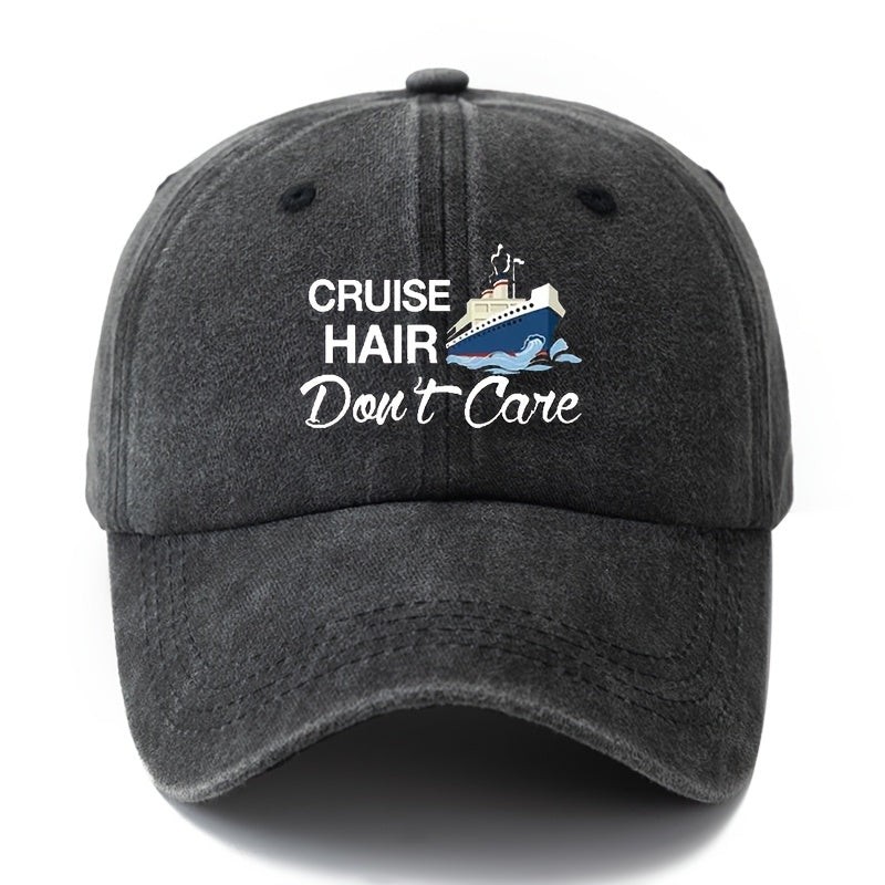 MAKEFGE Unisex Polyester Baseball Cap, Casual Cruise Hair Don'T Care Print, Adjustable Hip Hop Hat with Curved Brim, Outdoor Sports Truck Driver Cap