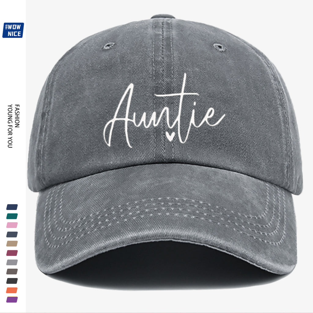 1pc "Auntie" Handwritten Heart Print Baseball Cap, Comfortable And Breathable, Fashionable And Easy, Unisex, Adjustable Size, Casual Street Style, Suitable for Daily Outings, Shopping, Dates, Coffee Meetups, Travel, Girlfriend Gatherings