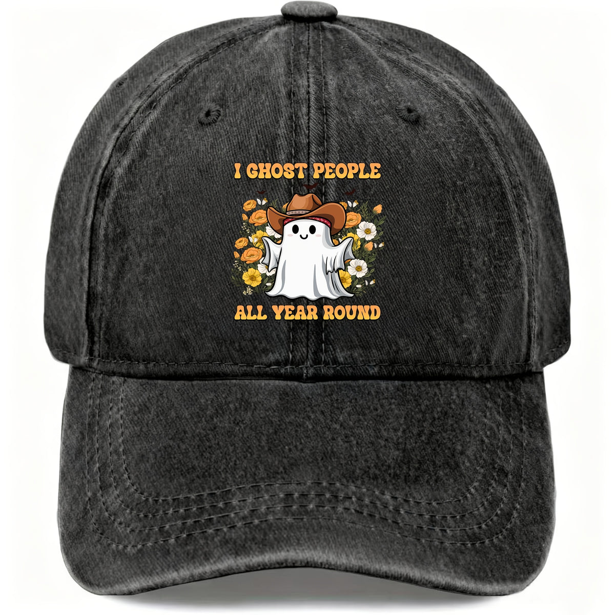 Halloween Retro Washed Cap for Men And Women, Cute Ghost Trendy Cap, Adjustable Casual Street Fashion Baseball Cap